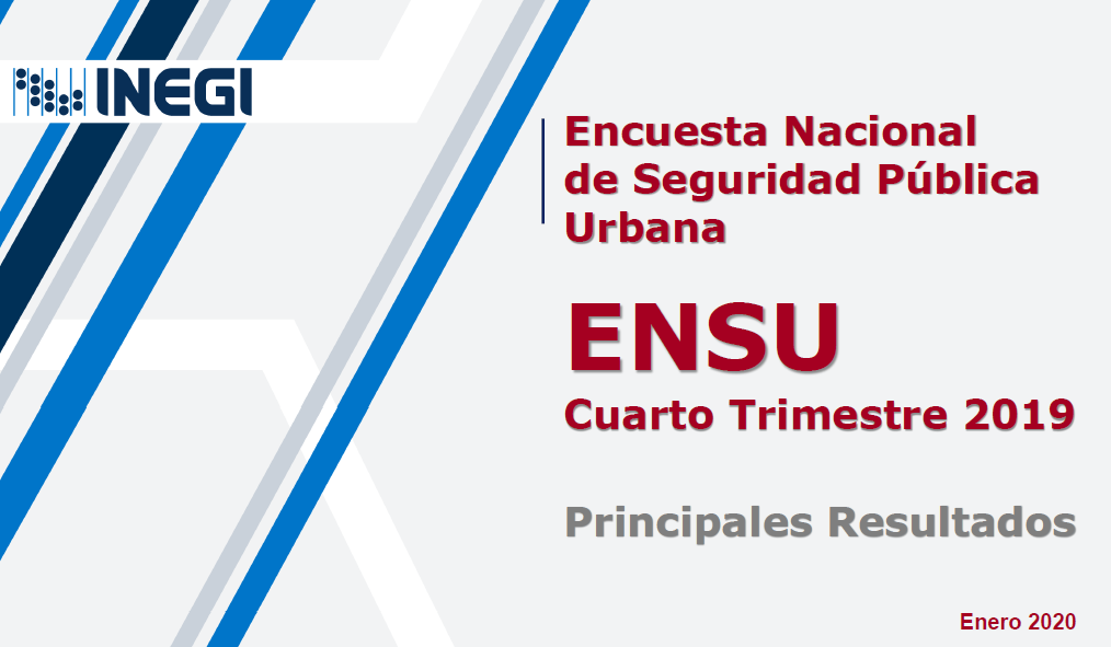 Encuesta Nacional de Seguridad Pública Urbana (ENSU),Cuarto Trimestre 2019: INEGI
